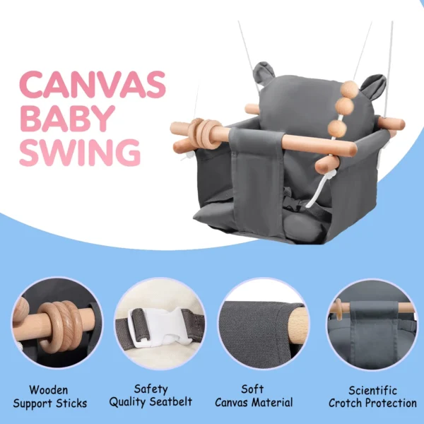 Baby Swing Outdoor Indoor, Secure Canvas Hanging Swing Seat - Image 2