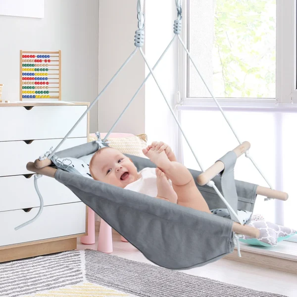Baby Swing Indoor and Outdoor, Wooden Hanging Swing - Image 4