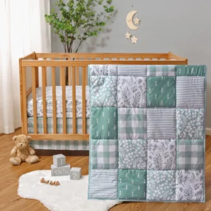 Nursery Crib Bedding Set for Baby Girls and Boys, Sage